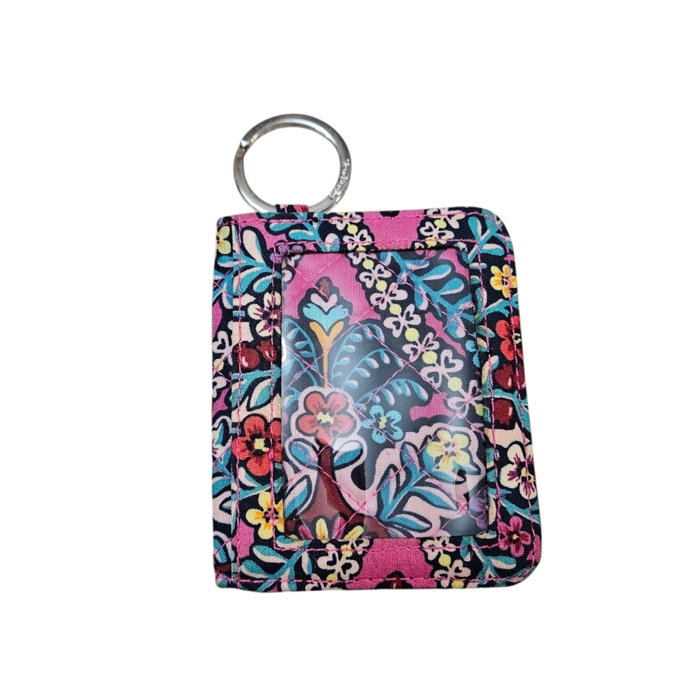 Vera Bradley Campus Double ID Case/ Holder Key Ring Kalidescope Pink Pattern